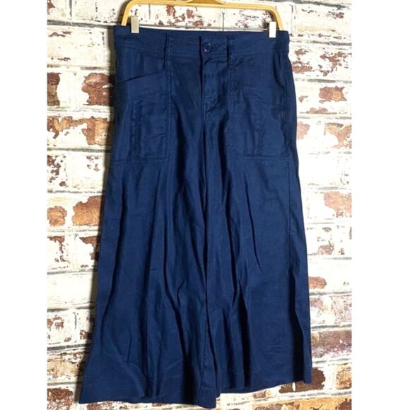 Anthropologie Level 99 Linen & Tencel Blend Wide Leg Capri Gauchos Pants - Picture 4 of 12